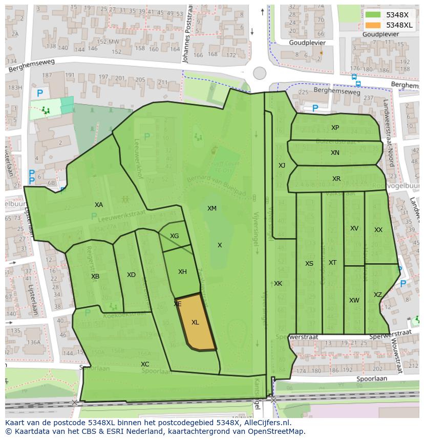 Afbeelding van het postcodegebied 5348 XL op de kaart.