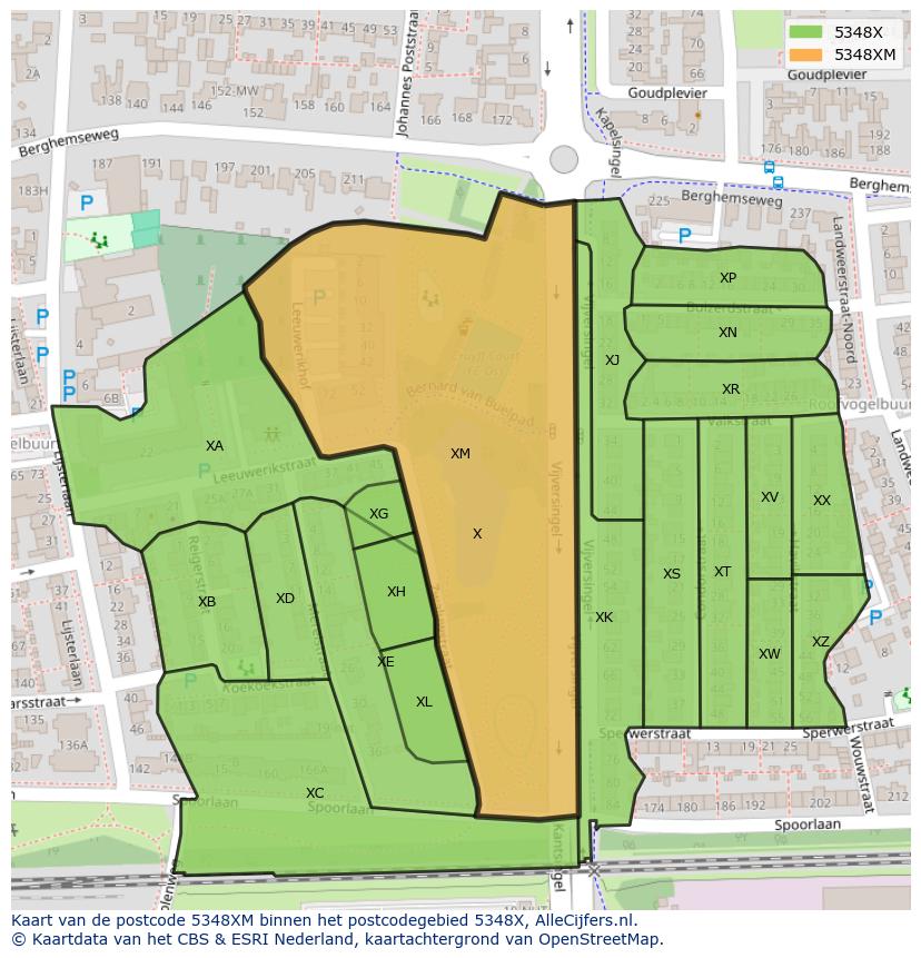 Afbeelding van het postcodegebied 5348 XM op de kaart.