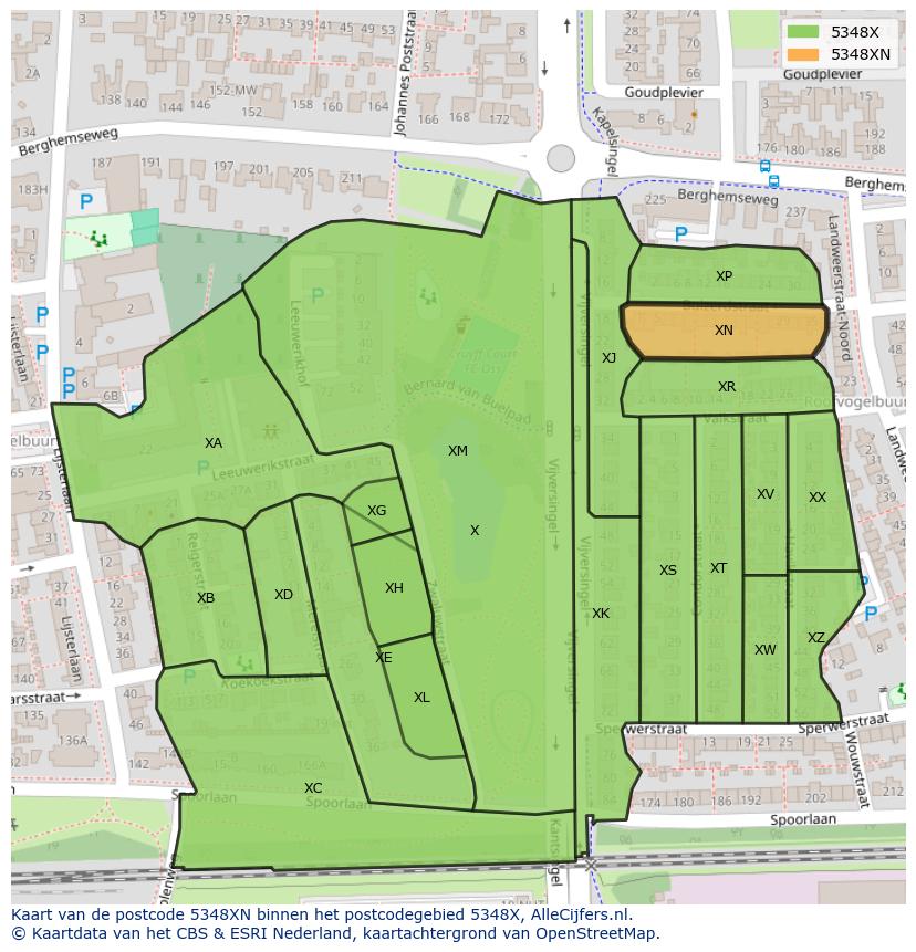 Afbeelding van het postcodegebied 5348 XN op de kaart.