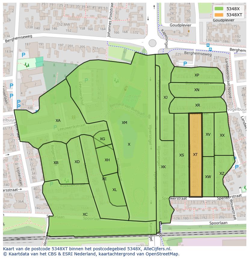 Afbeelding van het postcodegebied 5348 XT op de kaart.