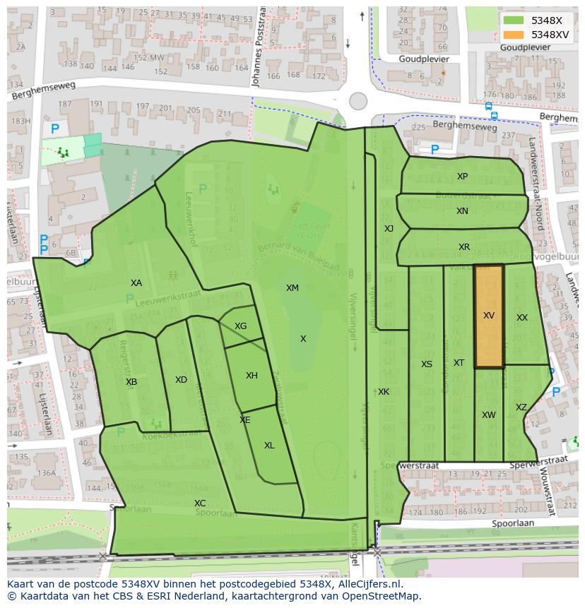 Afbeelding van het postcodegebied 5348 XV op de kaart.