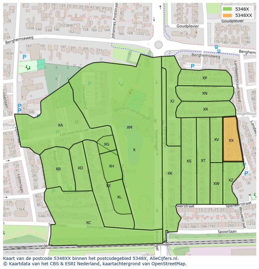 Afbeelding van het postcodegebied 5348 XX op de kaart.