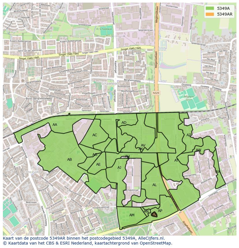 Afbeelding van het postcodegebied 5349 AR op de kaart.