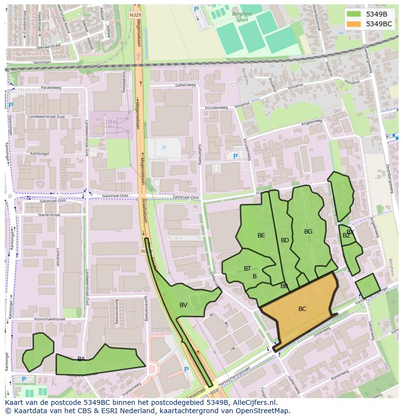 Afbeelding van het postcodegebied 5349 BC op de kaart.