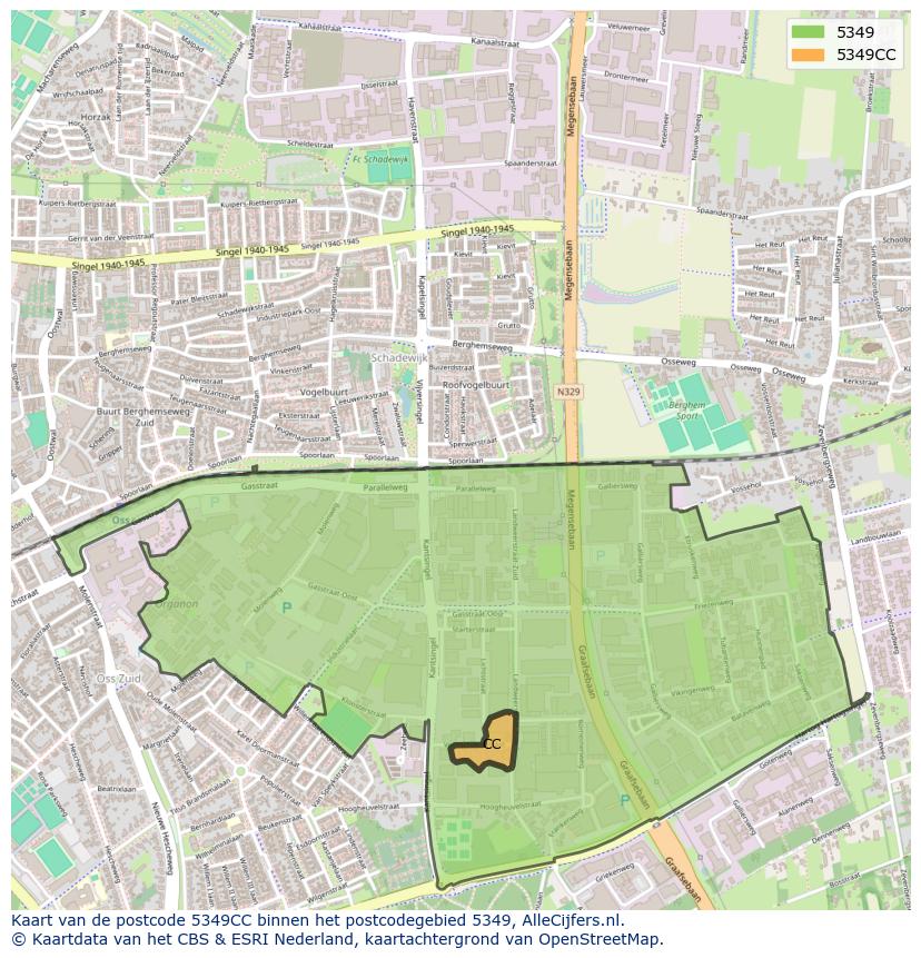 Afbeelding van het postcodegebied 5349 CC op de kaart.