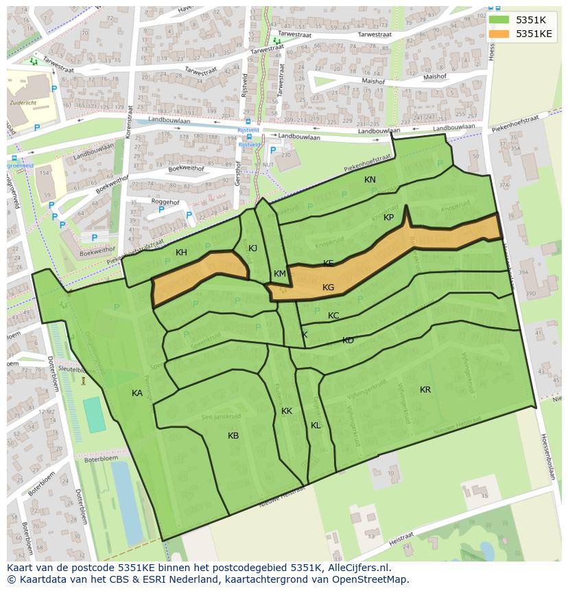 Afbeelding van het postcodegebied 5351 KE op de kaart.