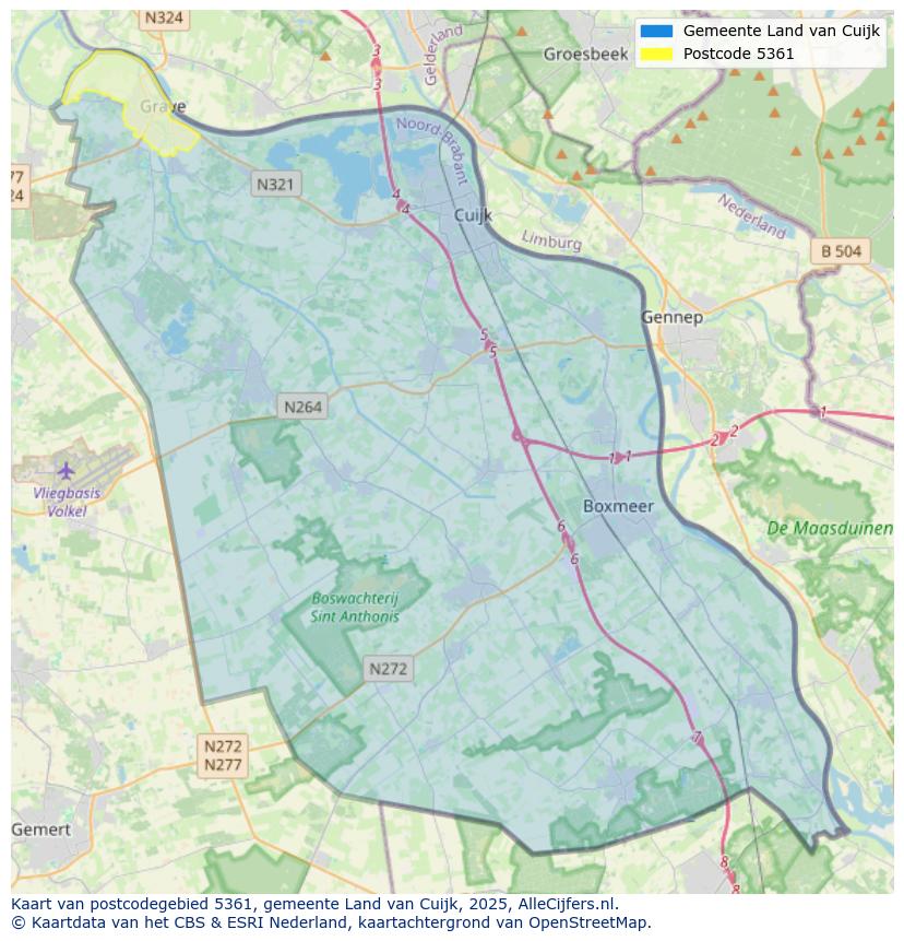 Afbeelding van het postcodegebied 5361 op de kaart.