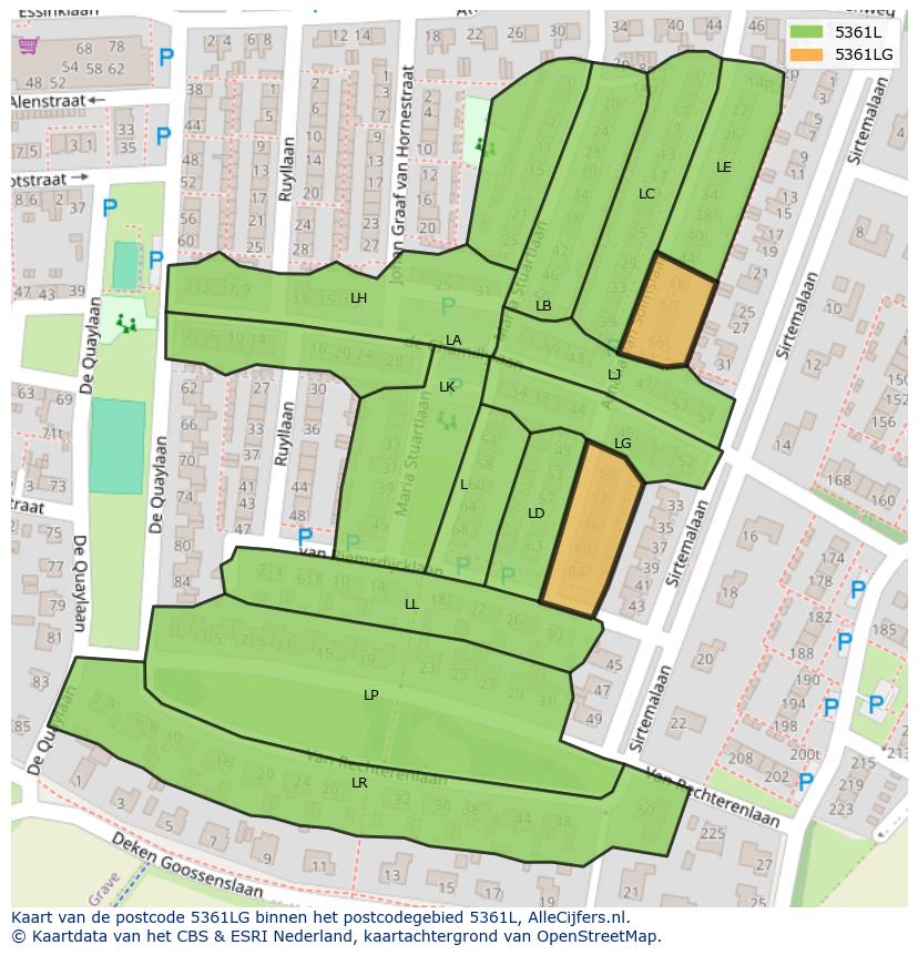 Afbeelding van het postcodegebied 5361 LG op de kaart.