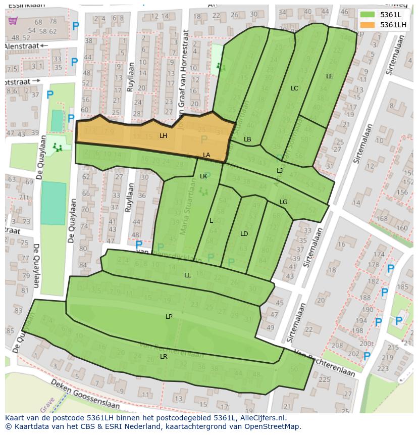 Afbeelding van het postcodegebied 5361 LH op de kaart.
