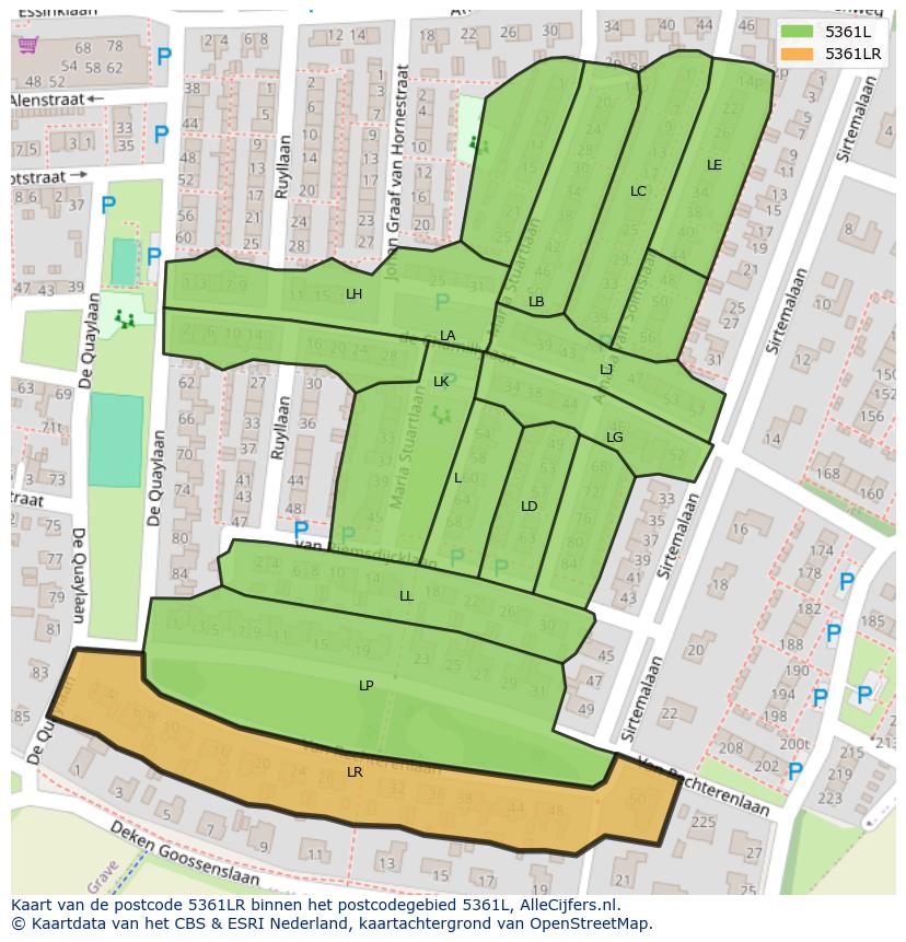 Afbeelding van het postcodegebied 5361 LR op de kaart.
