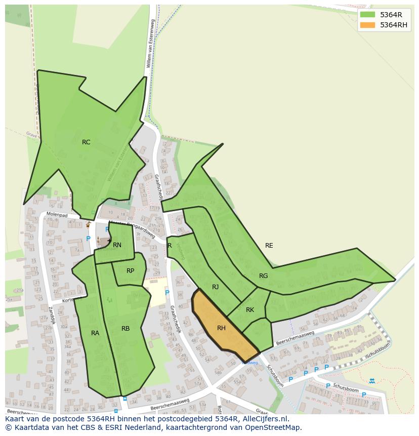 Afbeelding van het postcodegebied 5364 RH op de kaart.