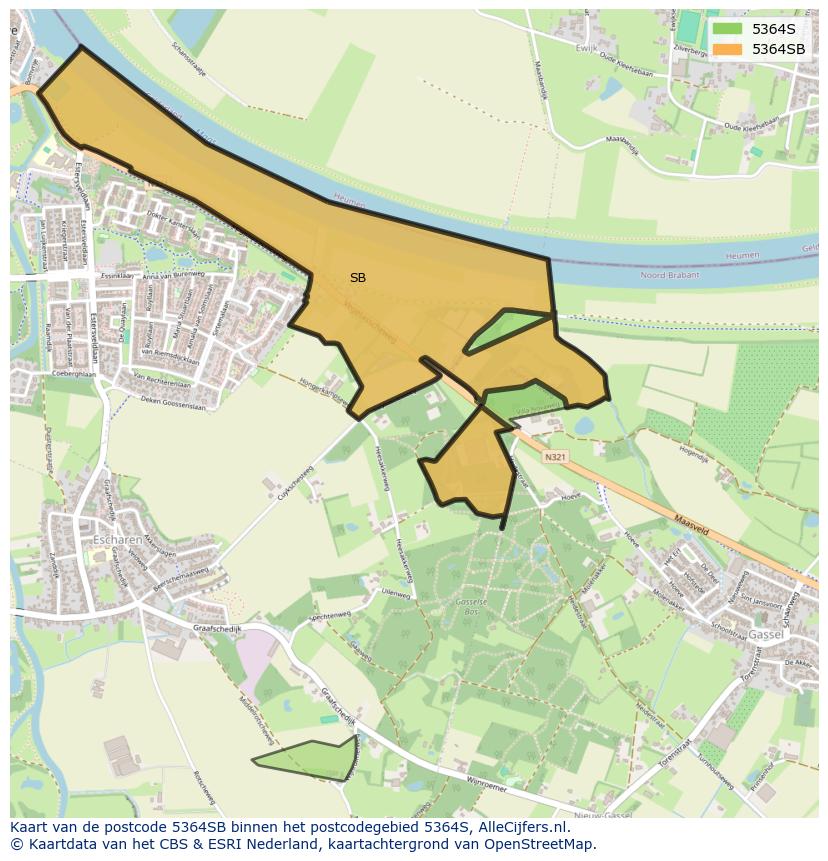 Afbeelding van het postcodegebied 5364 SB op de kaart.