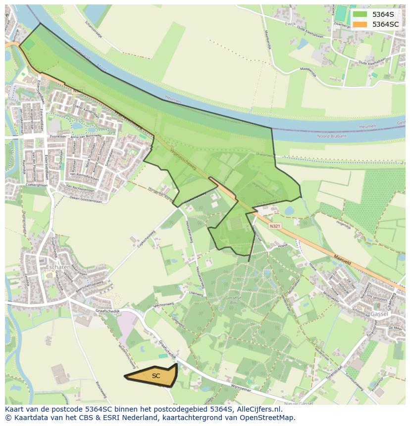 Afbeelding van het postcodegebied 5364 SC op de kaart.