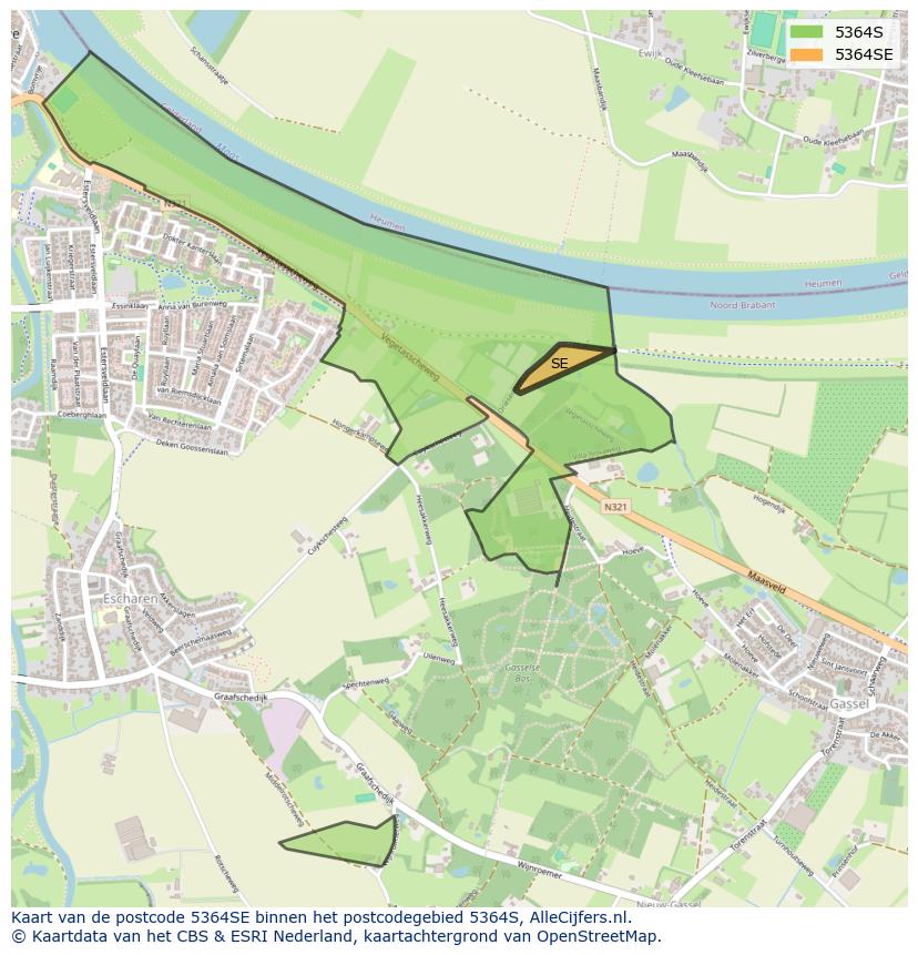 Afbeelding van het postcodegebied 5364 SE op de kaart.