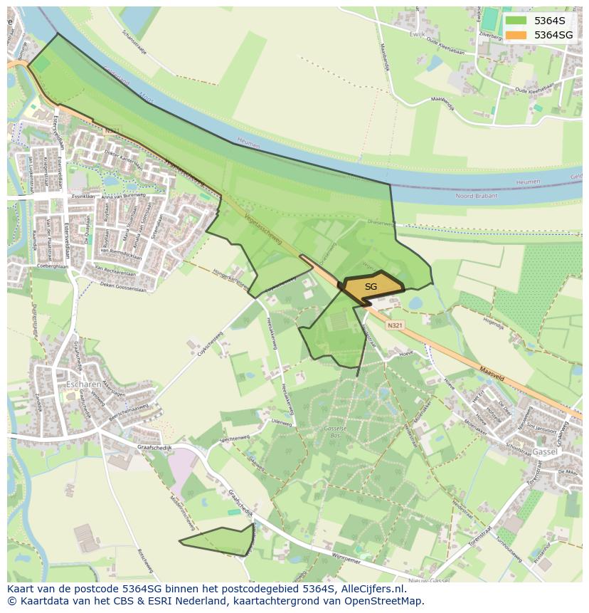 Afbeelding van het postcodegebied 5364 SG op de kaart.