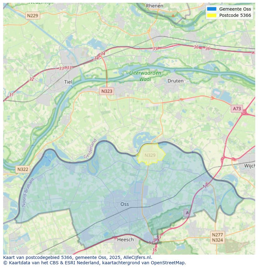 Afbeelding van het postcodegebied 5366 op de kaart.