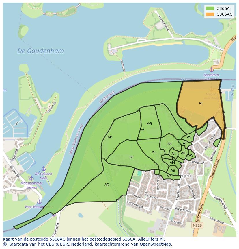 Afbeelding van het postcodegebied 5366 AC op de kaart.