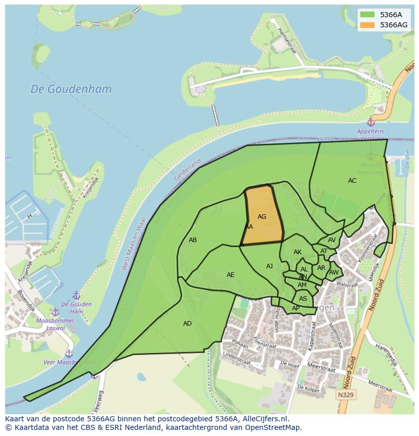 Afbeelding van het postcodegebied 5366 AG op de kaart.