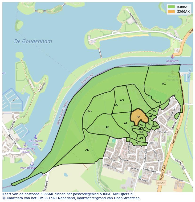 Afbeelding van het postcodegebied 5366 AK op de kaart.