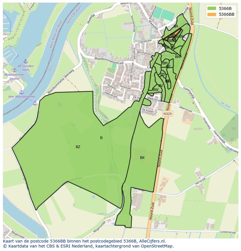 Afbeelding van het postcodegebied 5366 BB op de kaart.