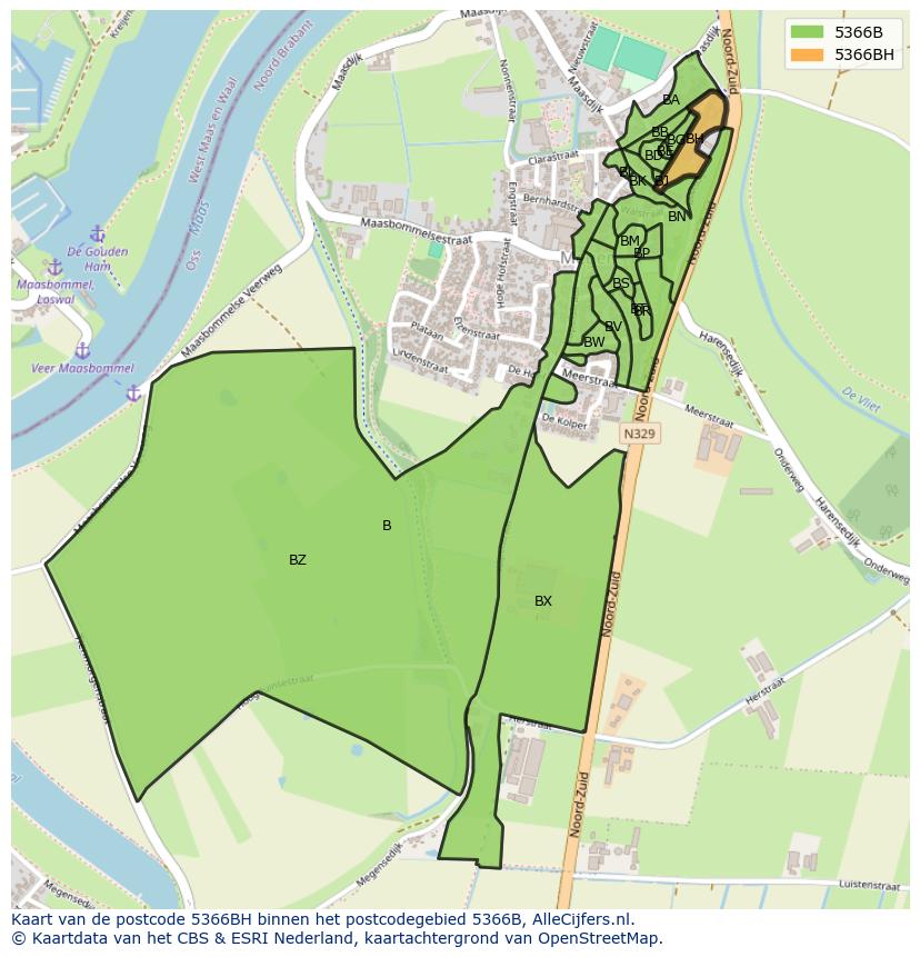 Afbeelding van het postcodegebied 5366 BH op de kaart.