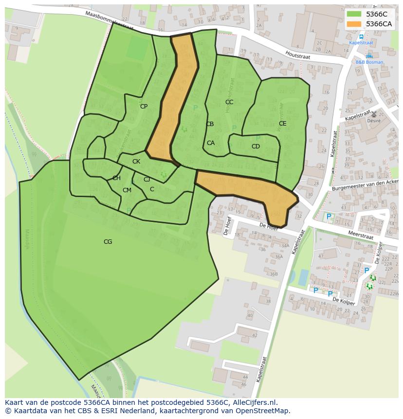 Afbeelding van het postcodegebied 5366 CA op de kaart.