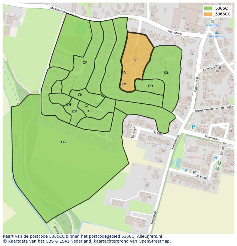 Afbeelding van het postcodegebied 5366 CC op de kaart.