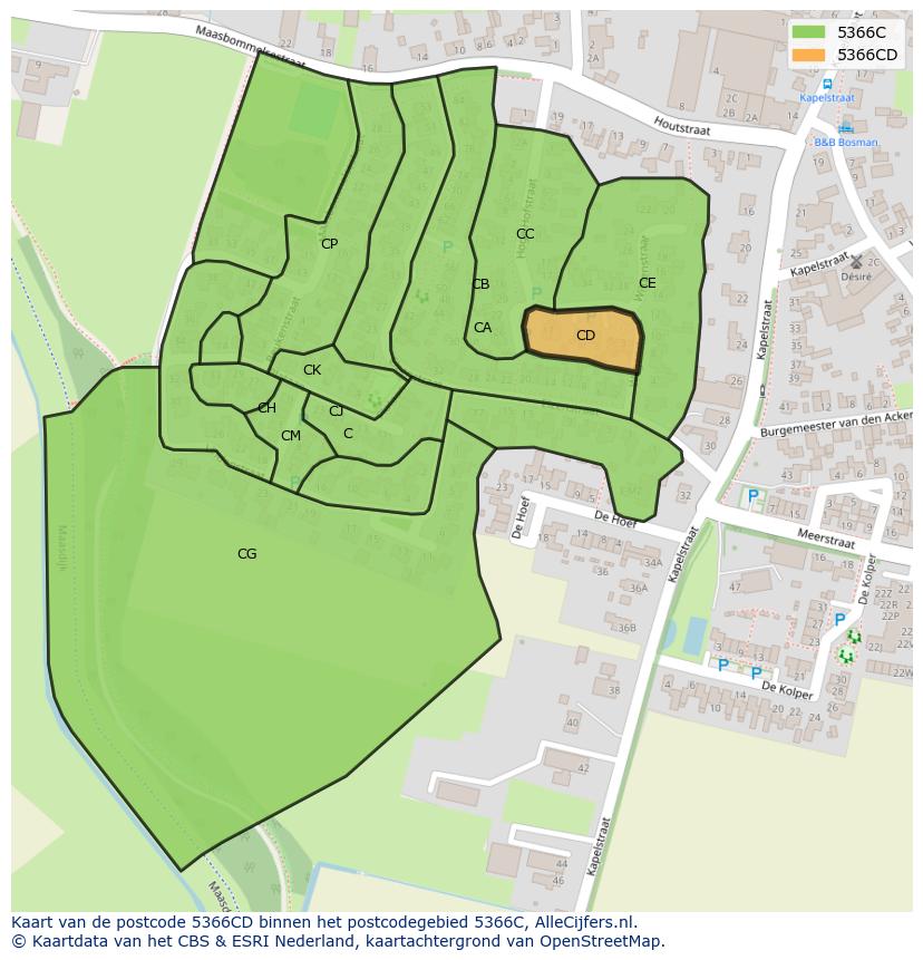 Afbeelding van het postcodegebied 5366 CD op de kaart.