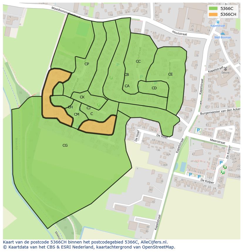 Afbeelding van het postcodegebied 5366 CH op de kaart.