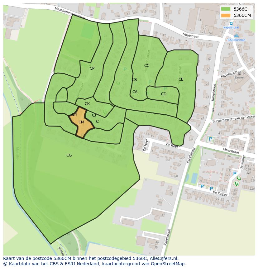 Afbeelding van het postcodegebied 5366 CM op de kaart.