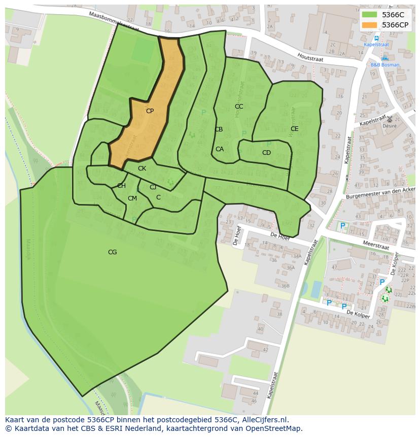 Afbeelding van het postcodegebied 5366 CP op de kaart.