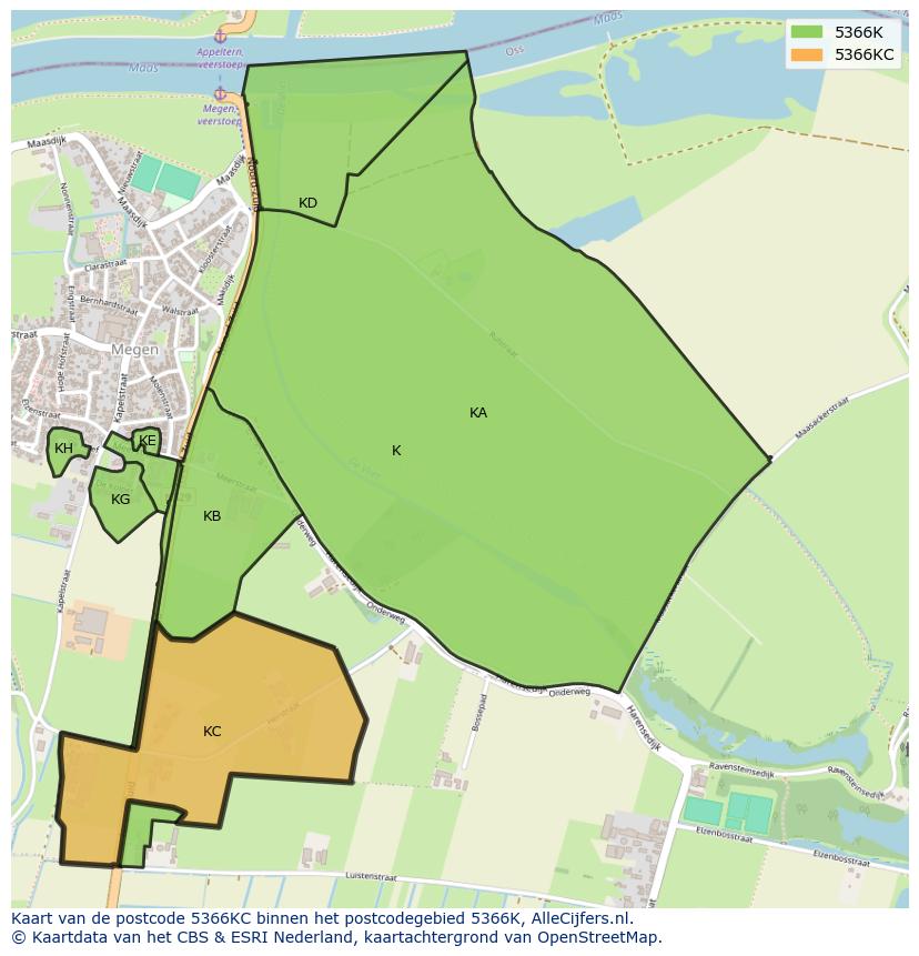 Afbeelding van het postcodegebied 5366 KC op de kaart.