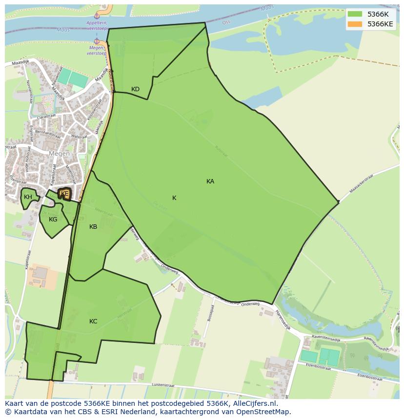 Afbeelding van het postcodegebied 5366 KE op de kaart.