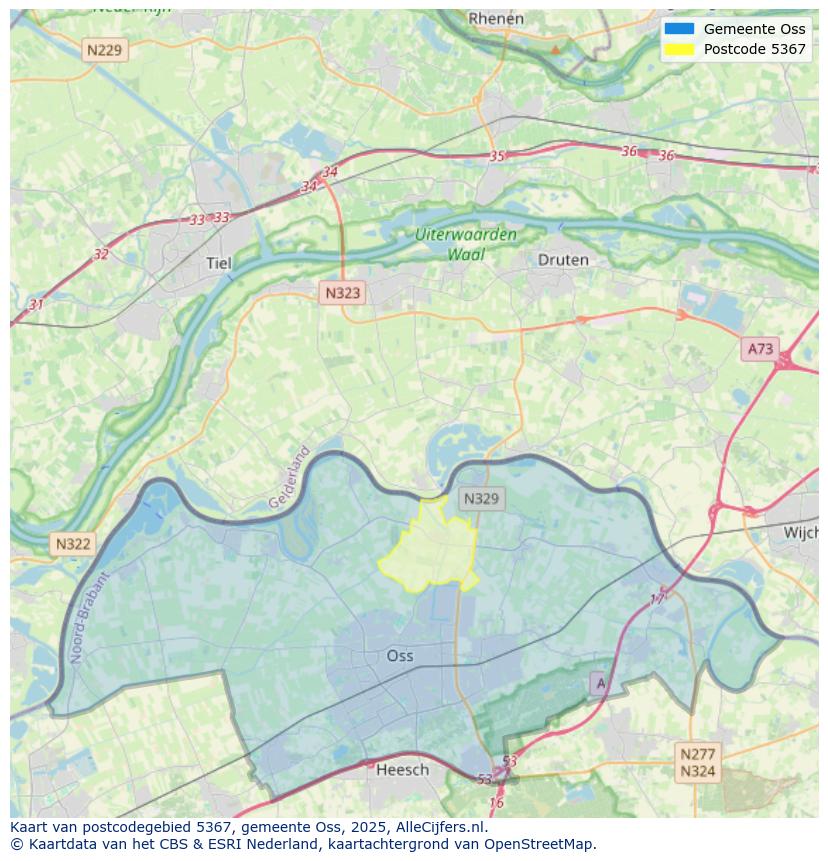 Afbeelding van het postcodegebied 5367 op de kaart.