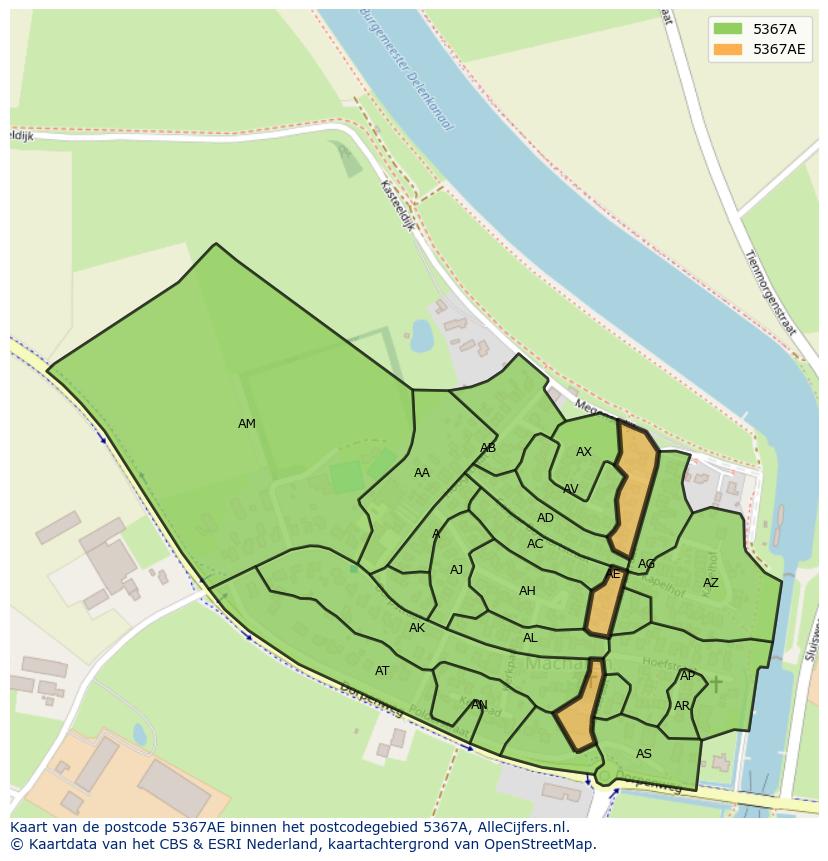 Afbeelding van het postcodegebied 5367 AE op de kaart.