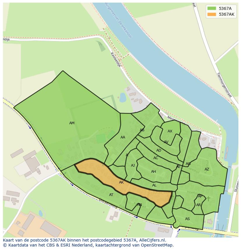 Afbeelding van het postcodegebied 5367 AK op de kaart.