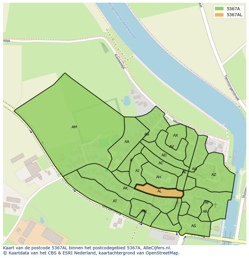 Afbeelding van het postcodegebied 5367 AL op de kaart.
