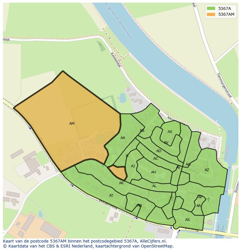 Afbeelding van het postcodegebied 5367 AM op de kaart.