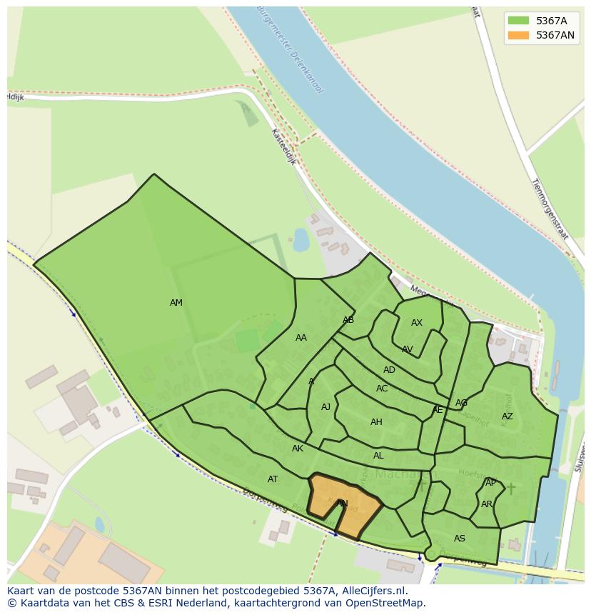 Afbeelding van het postcodegebied 5367 AN op de kaart.