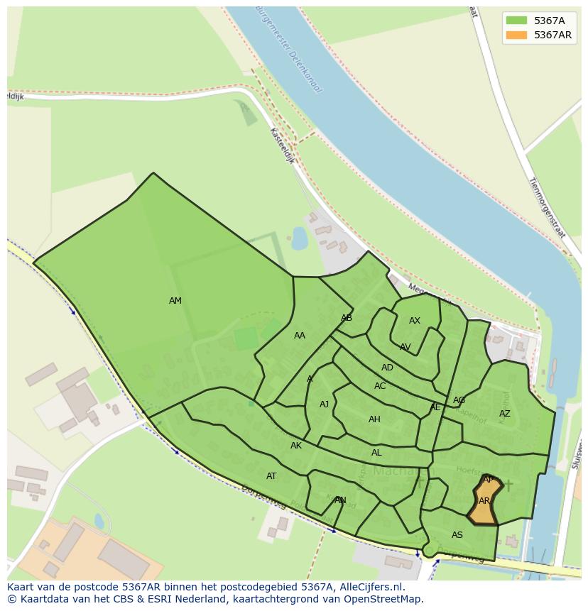 Afbeelding van het postcodegebied 5367 AR op de kaart.