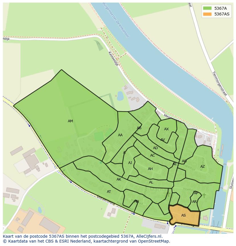Afbeelding van het postcodegebied 5367 AS op de kaart.