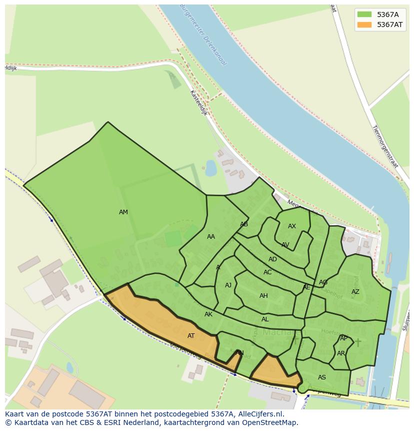 Afbeelding van het postcodegebied 5367 AT op de kaart.