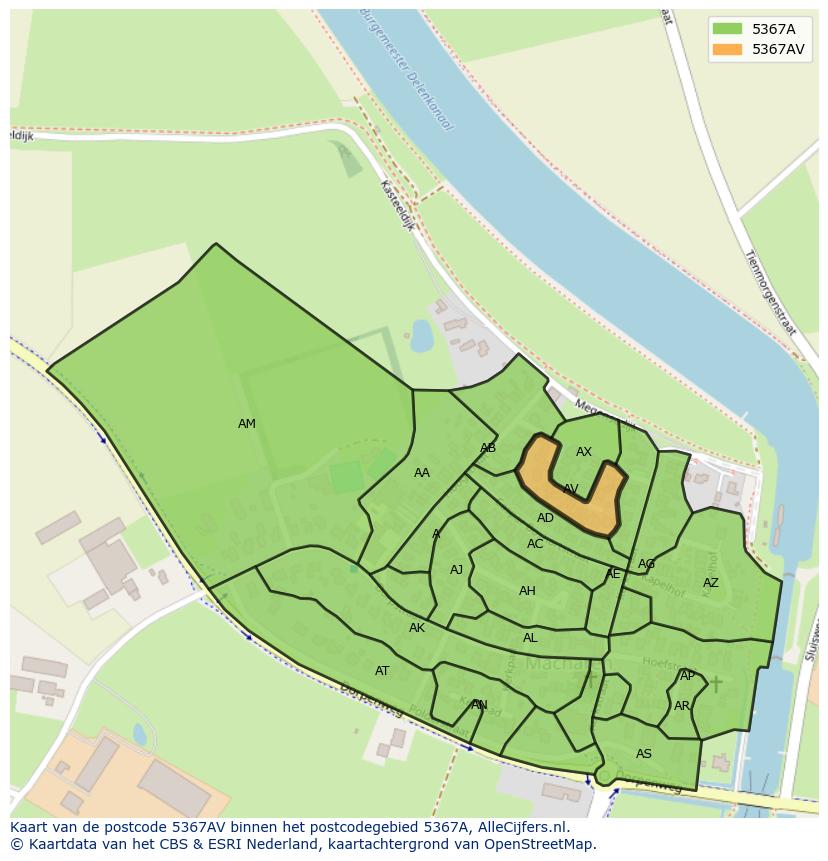 Afbeelding van het postcodegebied 5367 AV op de kaart.