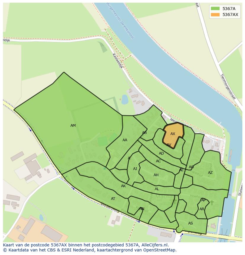 Afbeelding van het postcodegebied 5367 AX op de kaart.