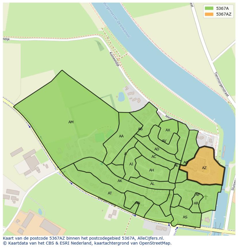 Afbeelding van het postcodegebied 5367 AZ op de kaart.