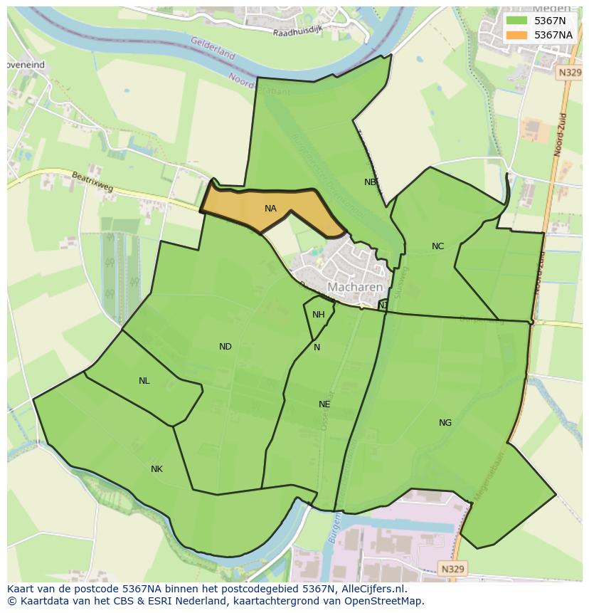 Afbeelding van het postcodegebied 5367 NA op de kaart.