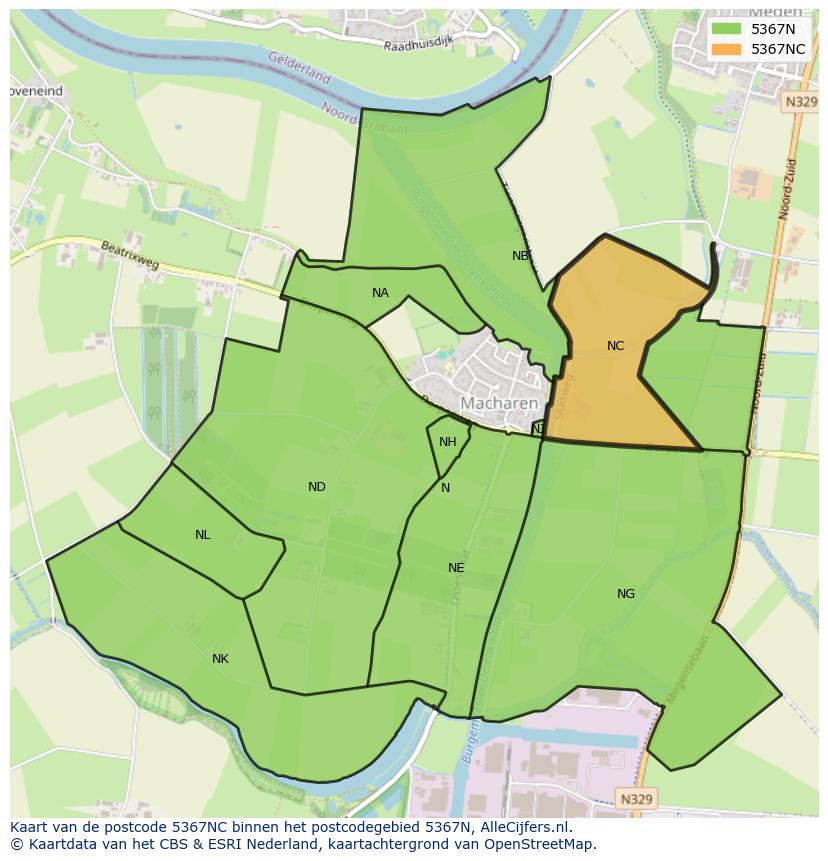Afbeelding van het postcodegebied 5367 NC op de kaart.