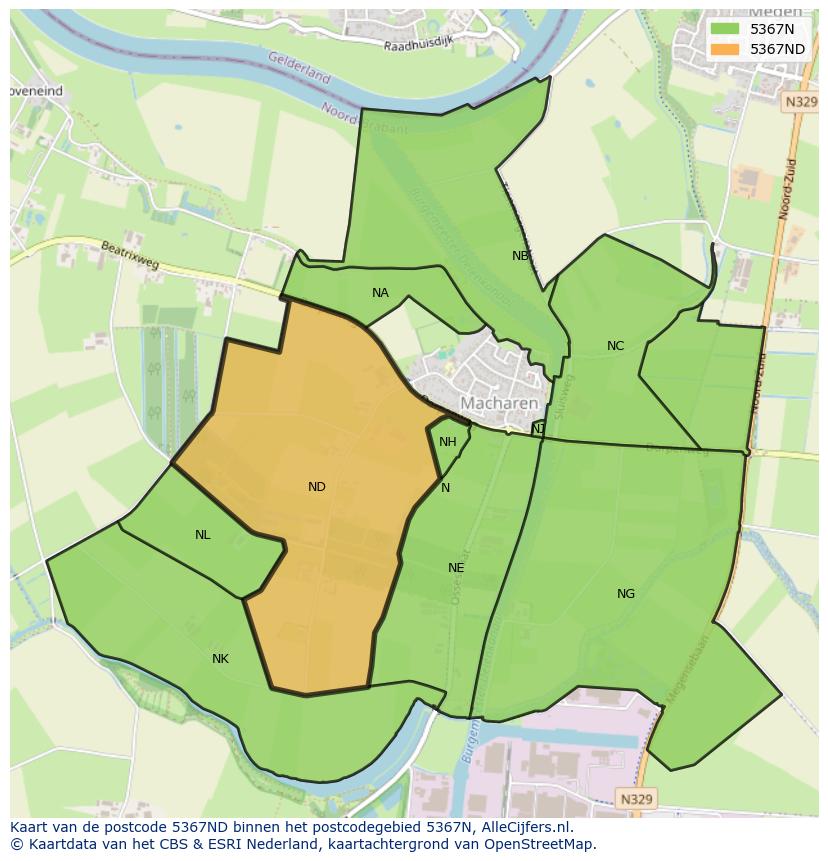 Afbeelding van het postcodegebied 5367 ND op de kaart.