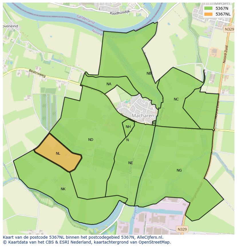 Afbeelding van het postcodegebied 5367 NL op de kaart.