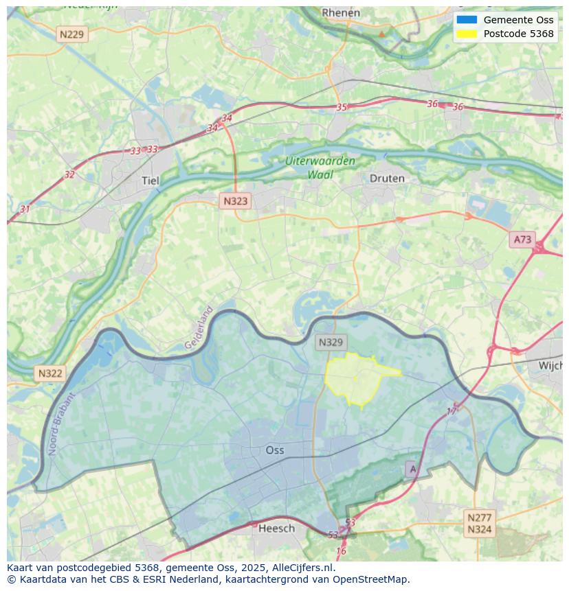 Afbeelding van het postcodegebied 5368 op de kaart.